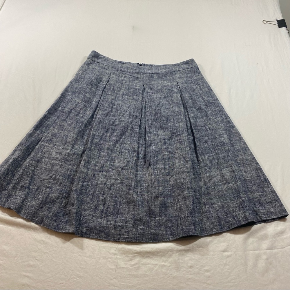 Talbots Skirt linen Women’s 4 full pleated cotton blue lined mini skirt